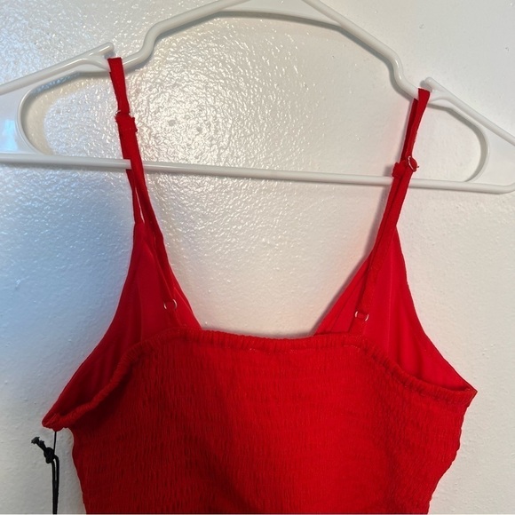 Japna Red Tank Top Faux Button Tie Front - Picture 7 of 10